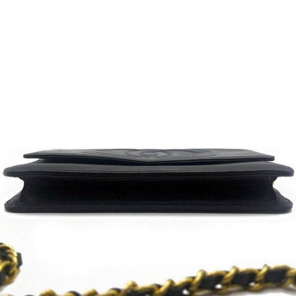 CHANEL CC Classic Timeless Lambskin Flap Wallet with Chain Purse Black Crossbody - Picture 7 of 16